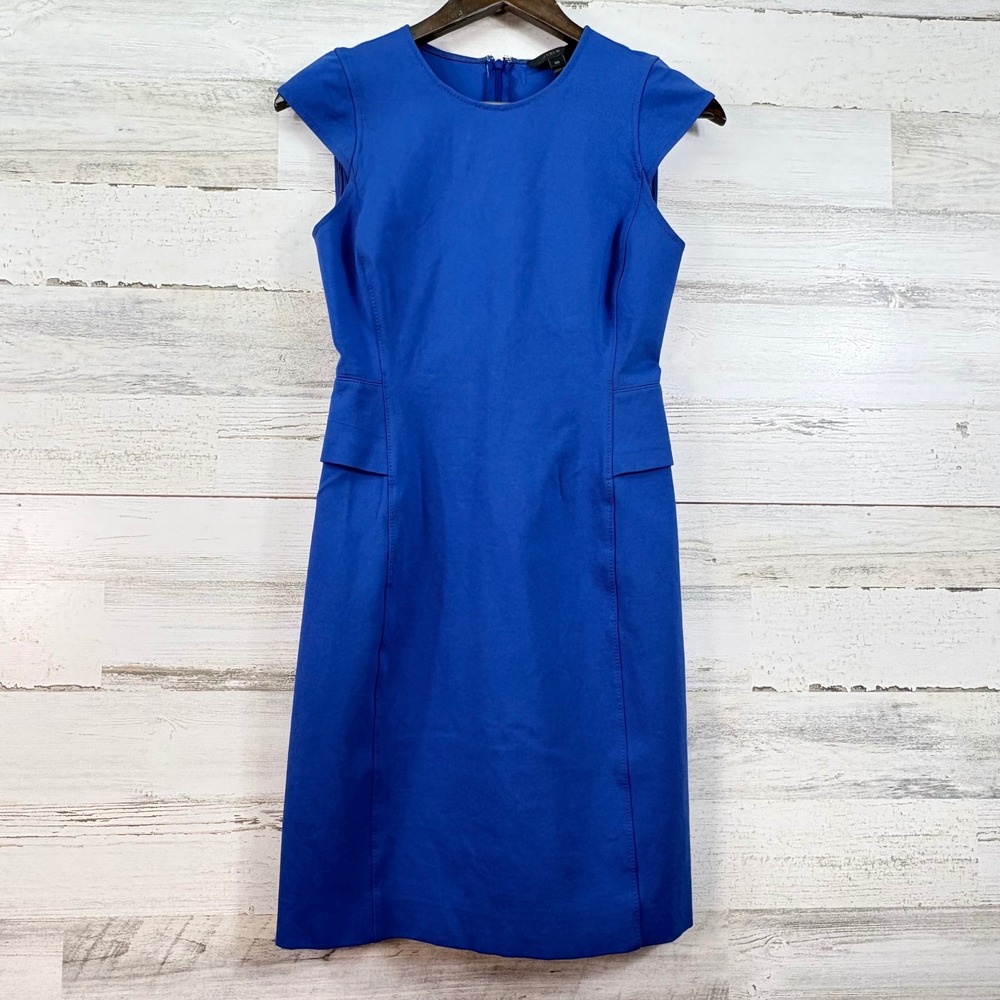 J.Crew The Interview Royal Blue Cap Sleeve Sheath Dress 00 Ponte‎ Knit Career